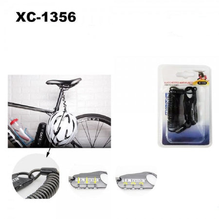 Lucchetto Antifurto Cavo A Molla Spirale Per Moto Bici Casco Combinazione Xc1356