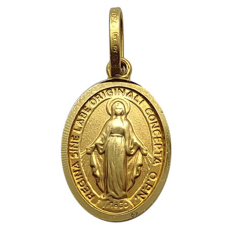 Pendente Medaglia Religiosa Madonna Miracolosa in Oro Giallo 18 Kt Ciondolo  a Moneta Inciso Fronte E Retro - commercioVirtuoso.it