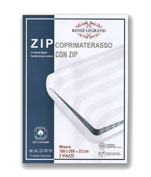 renee legrand Coprimaterasso letto matrimoniale 2 piazze a sacco con cerniera 100% cotone rigato marca Renee Legrand mis. 180x200+22 cm tessile L'Orchidea - Siderno, Commerciovirtuoso.it