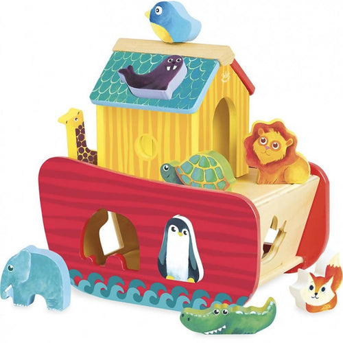 Gioco incastri - Arca degli Animali e delle Forme, Giocattolo in legno Multicolore Arca con animali Papau - Giammoro, Commerciovirtuoso.it
