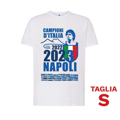 Maglietta Ssc Napoli Tshirt Bianca Con Stampa Campioni D'italia 2023 Calcio