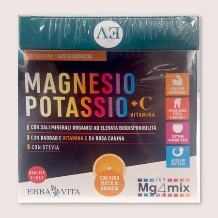 Erbavita- Magnesio Potassio + Vitamina C 20 Bustine - commercioVirtuoso.it