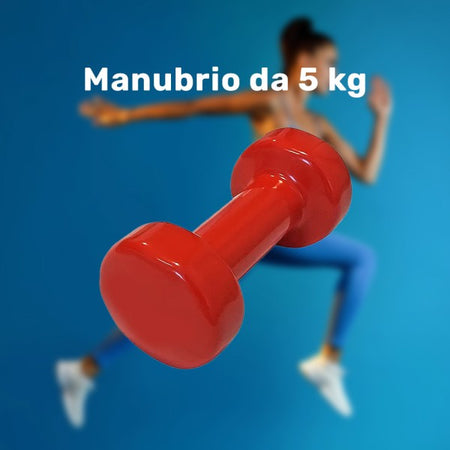 Manubrio Singolo 5 Kg In Vinile Allenamento Esercizi Casa Palestra Workout Fit