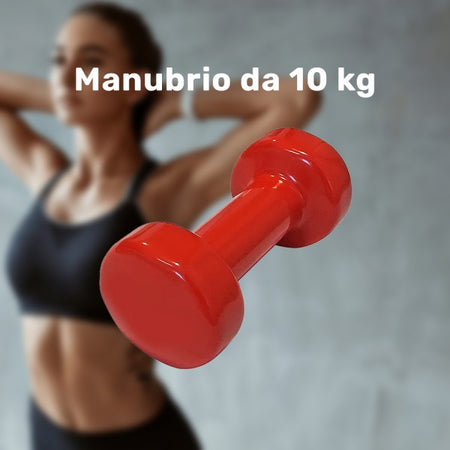 Manubrio Singolo 10 Kg In Vinile Allenamento Esercizi Casa Palestra Workout Fit