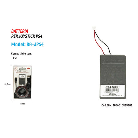Maxtech Batteria Generatore Compatibile Con Controller Ps4 Modello Ba-jps4