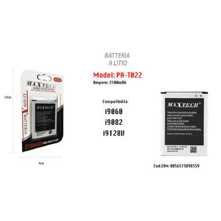 Maxtech Pa-t022 Batteria Di Lunga Durata Per Samsung Galaxy I9060/i9060i 2100mah A Litio