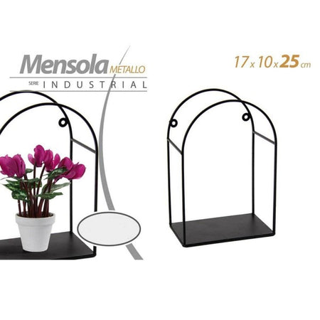 Mensola Bacheca Da Parete Metallo Nero 17x10x25cm Serie Industrial Arco 822292