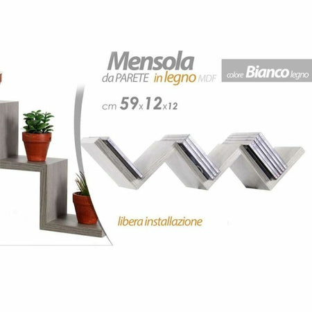Mensola Parete Moderna Design Zig Zag Mensole Muro Scaffale 3 Ripiani Bianco