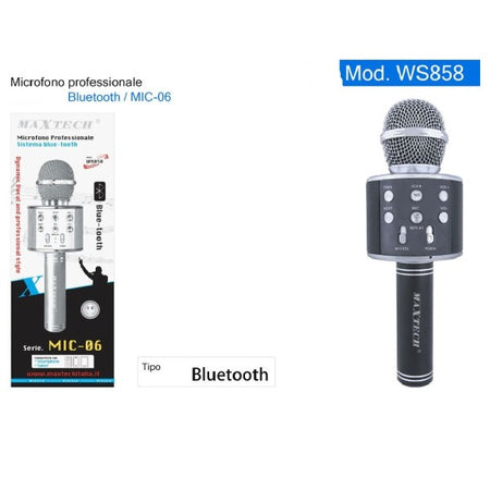 Microfono Altoparlante Bluethoot Wireless Con Speaker Karaoke Maxtech Mic-06
