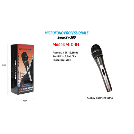 Microfono Dinamico Unidirezionale 18cm Cavo 2mt Xlr-jack On/off Karaoke Maxtech Mic-04 Strumenti Musicali/Microfoni/Dinamico Trade Shop italia - Napoli, Commerciovirtuoso.it