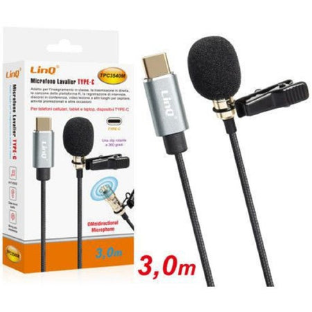 Microfono Lavalier Usb-c Suono Omnidirezionale A 360? Con Cavo 3 Metri Tpc3540m