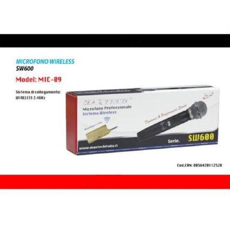 Microfono Wireless Uhf Frequenza Regolabile Con Ricevitore Karaoke Mic-09 Maxtech