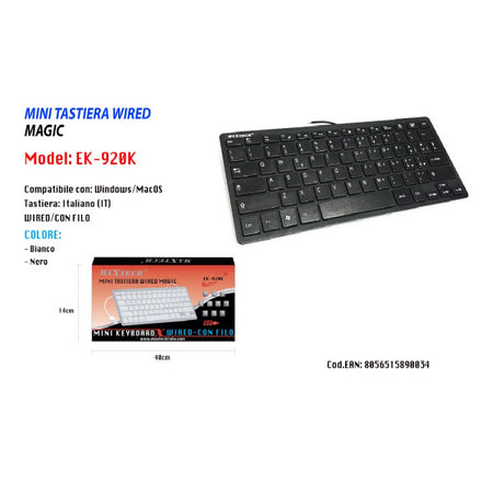 Mini Tastiera Con Filo Keyboard Per Portatile Computer Laptop Pc 2.4ghz Maxtech Ek-920k