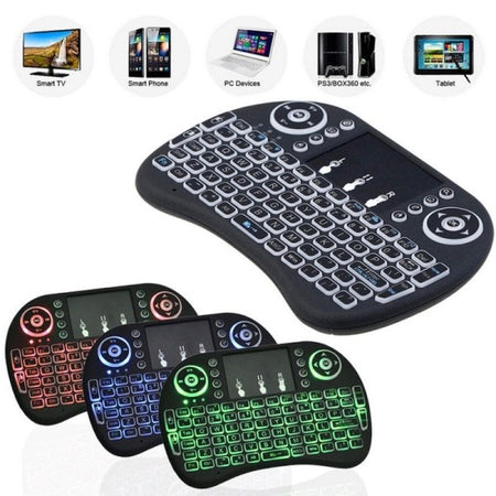 Mini Tastiera Qwerty Retroilluminato Wireless Ergonomica Con Mouse Touchpad
