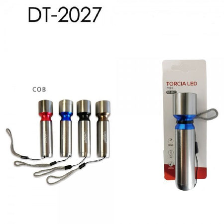Mini Torcia Elettrica Led Cob Tascabile Portatile Gancetto Vari Colori Dt-2027