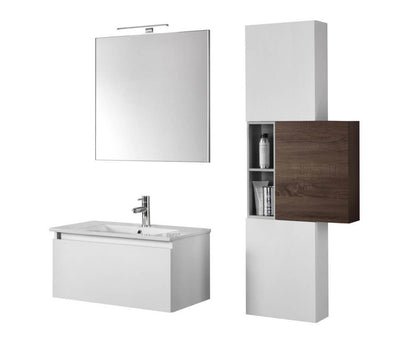 Mobile Bagno 70cm Sospeso Cassetto, Colonna Pensile, Vano a Giorno, Specchio E Lampada Casa e cucina/Bagno/Mobili da bagno/Mobiletti con lavabo Shopbagno.it - Roma, Commerciovirtuoso.it