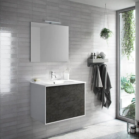 Composizione Mobile Bagno 70cm Sospeso Due Cassetti e Specchio Casa e cucina/Bagno/Mobili da bagno/Mobiletti con lavabo Shopbagno.it - Roma, Commerciovirtuoso.it