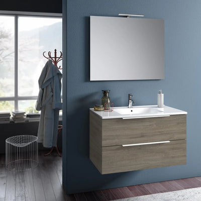 Composizione Mobile Bagno 100cm Sospeso Con Due Cassetti E Specchio Con Lampada Casa e cucina/Bagno/Mobili da bagno/Mobiletti con lavabo Shopbagno.it - Roma, Commerciovirtuoso.it