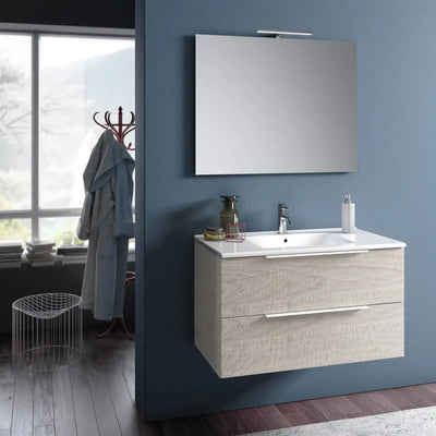 Composizione Mobile Bagno 100cm Sospeso Con Due Cassetti E Specchio Con Lampada Casa e cucina/Bagno/Mobili da bagno/Mobiletti con lavabo Shopbagno.it - Roma, Commerciovirtuoso.it