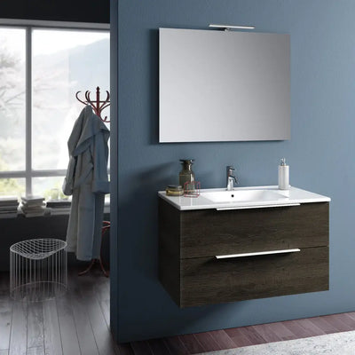 Mobile Bagno 90cm Sospeso Con Due Cassetti E Specchio Con Lampada Casa e cucina/Bagno/Mobili da bagno/Mobiletti con lavabo Shopbagno.it - Roma, Commerciovirtuoso.it