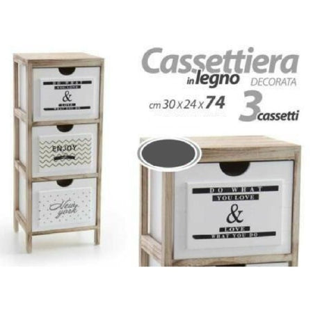 Mobile Cassettiera Legno Con 3 Cassetti Arredamenti Cucina Portaoggetti  Multiuso 