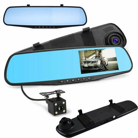 Monitor Per Specchietti Auto 4,5" Q-ca599 Con Videocamera Anteriore Posteriore Hd