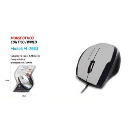Mouse Con Cavo Usb Per Computer Notebook Pc Portatile Con Filo Ottico Maxtech M-z003