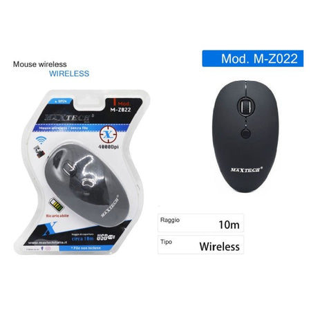 Mouse Wireless Senza Filo 4000dpi Ricaricabile 10mt Raggio Portata Per Pc M-z022