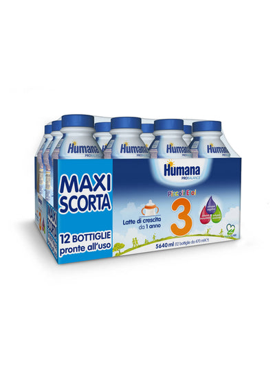 12x Humana Latte Humana 3 Liquido 12x470ml 12 Bottiglie Da 470ml Cad. Latte Liquido Sanitaria Gioia del Bimbo - Villa San Giovanni, Commerciovirtuoso.it