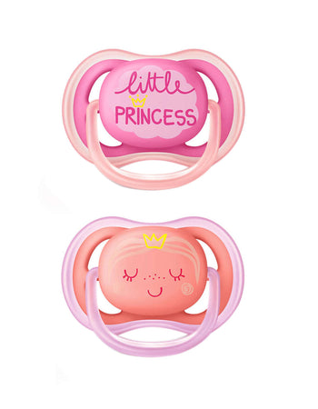PHILIPS AVENT Succhietti Ultra Air 6-18m 2 pezzi Ciuccio per Bambine Rosa  femmina Little Princess 