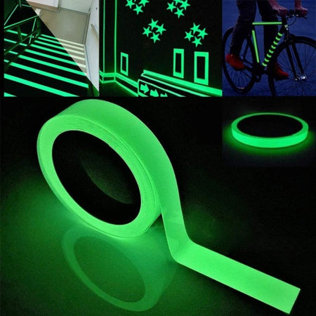 Nastro Luminoso Adesivo Fluorescente Sicurezza Impermeabile Luce Verde 3mt X 3cm