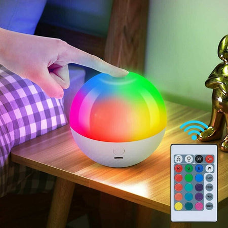 Lampada Sfera Led Rgb Touch Dimmerabile Multicolore Con Telecomando Ricaricabile Universo