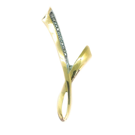 Spilla Oro 18ct E Diamanti Ct 0.12 Taglio Brillante 6.6cm