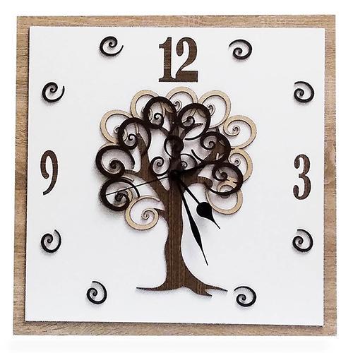 Orologio in legno mdf decorato, linea Albero della vita. Disponibile in diverse misure. Casa e cucina/Decorazioni per interni/Orologi/Orologi da parete MagiediNatale.it - Altamura, Commerciovirtuoso.it
