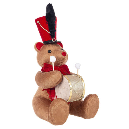 Orsetto "Colyn" seduto con tamburo color Rosso per interno Casa e cucina/Decorazioni per interni/Addobbi e decorazioni per ricorrenze/Decorazioni natalizie/Schiaccianoci MagiediNatale.it - Altamura, Commerciovirtuoso.it