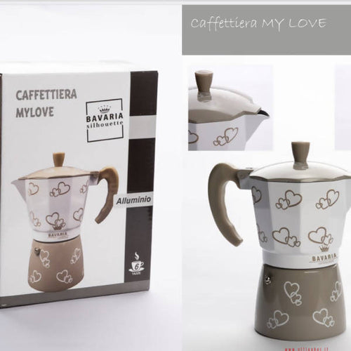 ART.Bavaria Moka da caffè 3 tazze in alluminio cuore di pietra moka caffe' baveria 3 tazze i alluminio cuore di pietra L'Orchidea - Siderno, Commerciovirtuoso.it