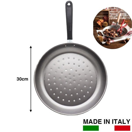 Padella Per Castagne Caldarroste In Ferro 30 Cm Manico In Ferro Utensile Cucina