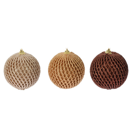 Set 12 Palline per albero di natale in vetro Rete Beige e Marrone "Amber" Tinta Unita Casa e cucina/Decorazioni per interni/Addobbi e decorazioni per ricorrenze/Decorazioni natalizie/Addobbi e decorazioni/Palle e palline MagiediNatale.it - Altamura, Commerciovirtuoso.it