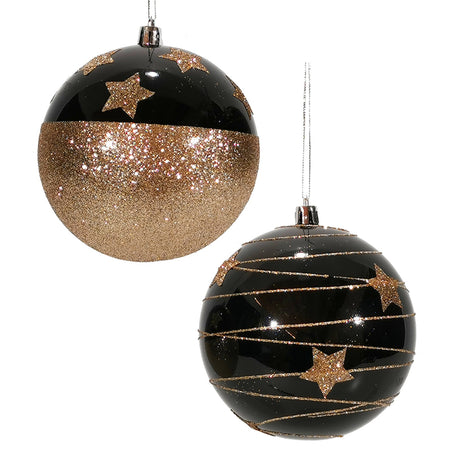 Palline "Nero e Oro" per albero di Natale moderno ed elegante 4 sfere da ø  10 cm - commercioVirtuoso.it