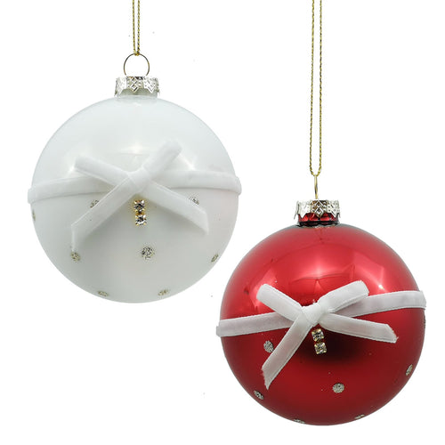 Palline in vetro Bianco e Rosso con fiocco per albero di Natale moderno Casa e cucina/Decorazioni per interni/Addobbi e decorazioni per ricorrenze/Decorazioni natalizie/Addobbi e decorazioni/Palle e palline MagiediNatale.it - Altamura, Commerciovirtuoso.it