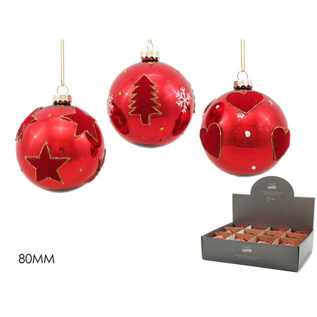 Palline in vetro "Rosso Lucente" con decorazione per albero di Natale 12 sfere da ø 8 cm Casa e cucina/Decorazioni per interni/Addobbi e decorazioni per ricorrenze/Decorazioni natalizie/Addobbi e decorazioni/Palle e palline MagiediNatale.it - Altamura, Commerciovirtuoso.it