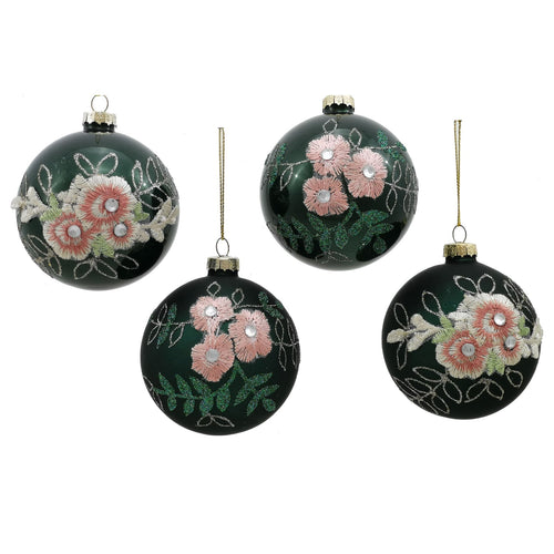 Palline in vetro Con Fiori Verde per albero di Natale moderno ed elegante 9 sfere da ø 10 cm Casa e cucina/Decorazioni per interni/Addobbi e decorazioni per ricorrenze/Decorazioni natalizie/Addobbi e decorazioni/Palle e palline MagiediNatale.it - Altamura, Commerciovirtuoso.it