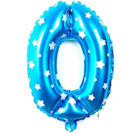 Palloncino Numero 0 Azzurro Stelle Bianche 35cm Elio Decorazione Party Festa
