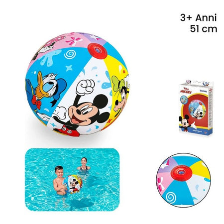 Pallone Gonfiabile Mickey Mouse Topolino 51 Cm Palla Bambini Mare Piscina 91098