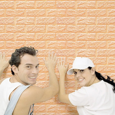 Pannello Adesivo Per Decorazione Parete Effetto Pietra Muro 70 X 60 Cm Rosa