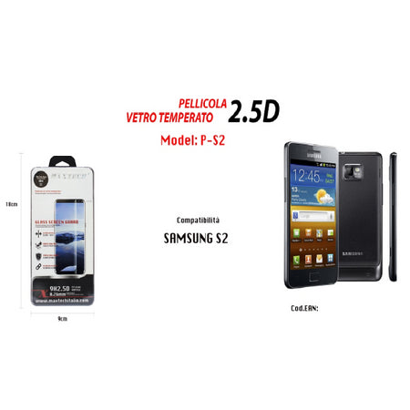 Pellicola In Vetro Temperato Maxtech Per Samsung Galaxy S2 Protezione P-s2