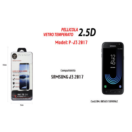 Pellicola Vetro Temperato Per Samsung Galaxy J3 2017 Protezione Display Maxtech P-j3 2017