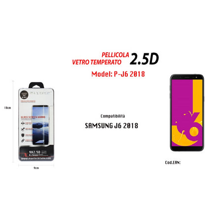Pellicola Vetro Temperato Per Samsung J6 2018 Protezione Display Maxtech P-j6 2018