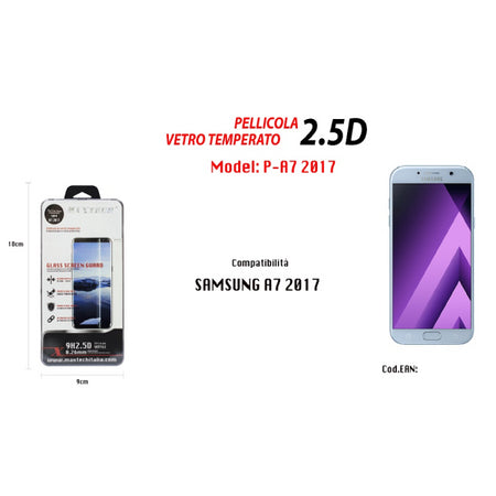 Pellicola Vetro Temperato Samsung Galaxy A7 2017 Protezione Schermo Maxtech P-a7 2017