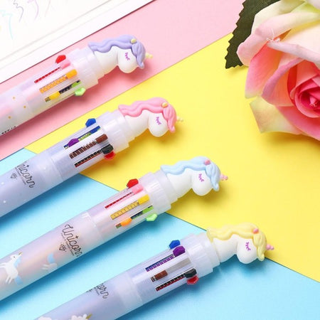 Penna A Sfera Retrattile Multicolore Unicorno Per Scuola Festa Regali Bomboniere